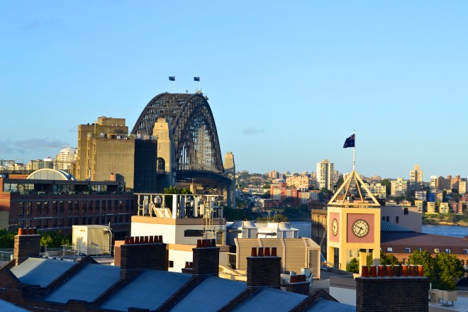 Evening view from the top of our Hostel - YHA Sydney Harbor